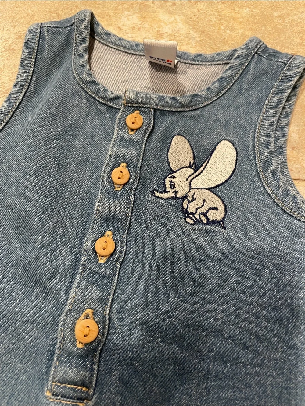 NWT 90’s Disney Dumbo Embroidered Baby Denim Romper